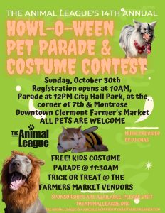 The Animal League Howl-O-Ween Pet Parade and Costume Contest 2022 Flyer